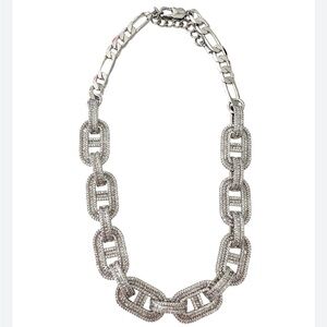 Gemelli Regina Silver CZ Statement Necklace New